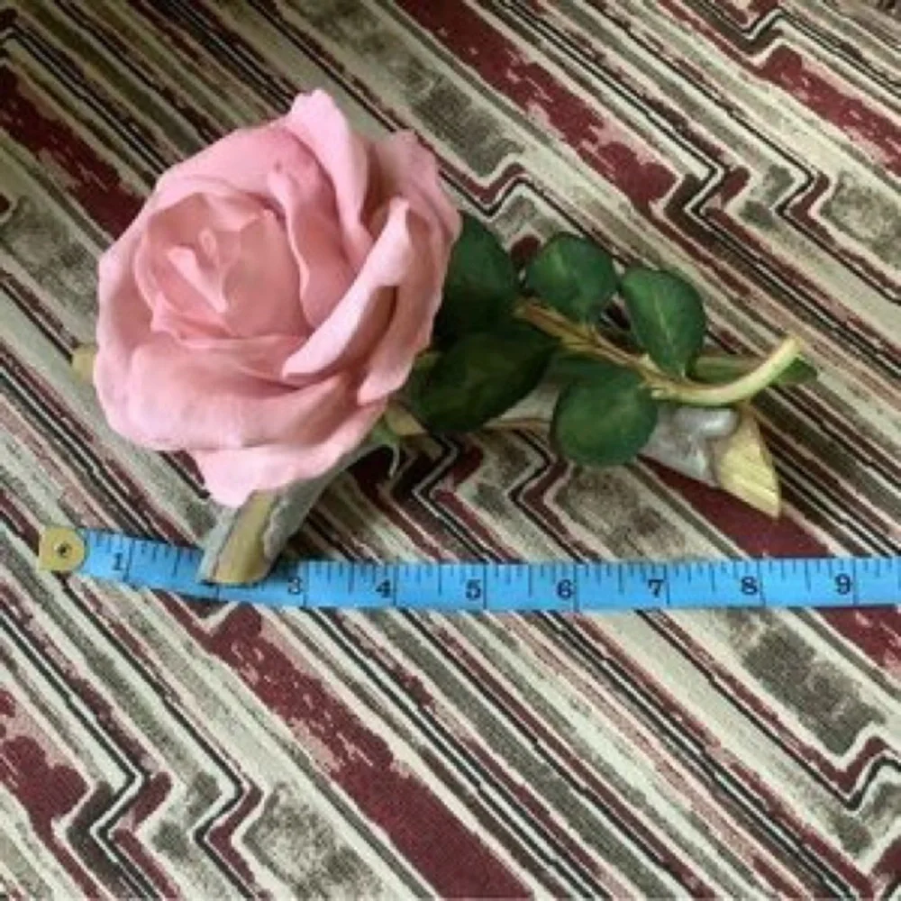 Pink Artificial Rose Accent with Green Leaves
